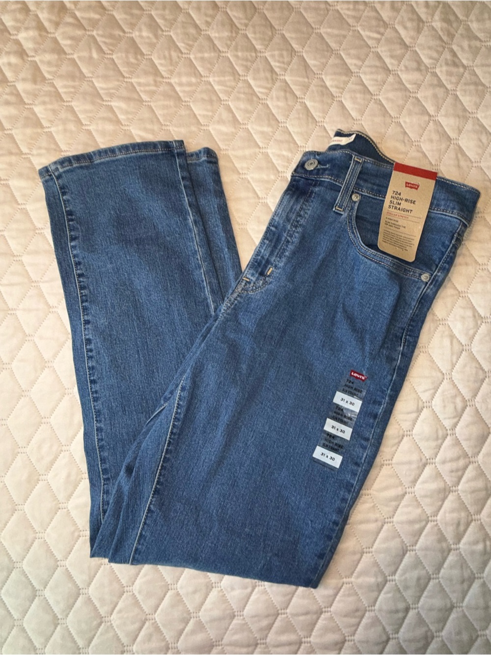 NWT Levi's Women's 724 High Rise Slim Straight Jeans Size 31x30 Blue Stretch